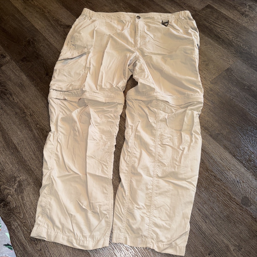 Columbia PFG Omni-Shade Pant Men 42 X 30 Tan Convertible Hiking Outdoor Fishing